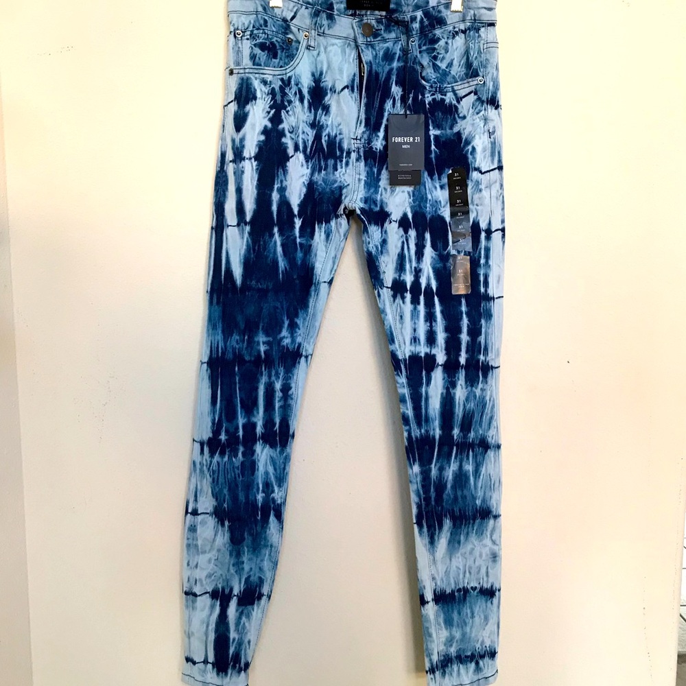 Forever 21 Skinny Denim Jeans tie-dye dark wash 31